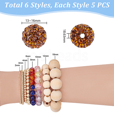 240Pcs 24 Colors Pave Disco Ball Beads RB-PH0001-32-1