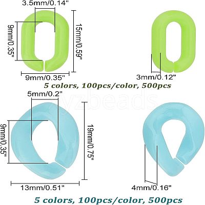 1000Pcs 10 Style Opaque Acrylic Linking Rings FIND-CA0004-84-1