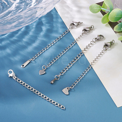 15Pcs 5 Styles 304/201 Stainless Steel Chain Extender STAS-TA0005-80-1