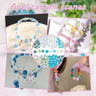 240Pcs 8 Style Crackle Transparent Glass Beads CCG-GO0001-01-1