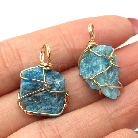 Raw Rough Natural Apatite Pendants FIND-PW0020-04F-1