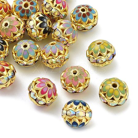 Brass Enamel Beads KK-Q080-01B-1