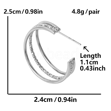 304 Stainless Steel French Style Irregular Minimalist C-Shaped Stud Earrings XS6851-1-1