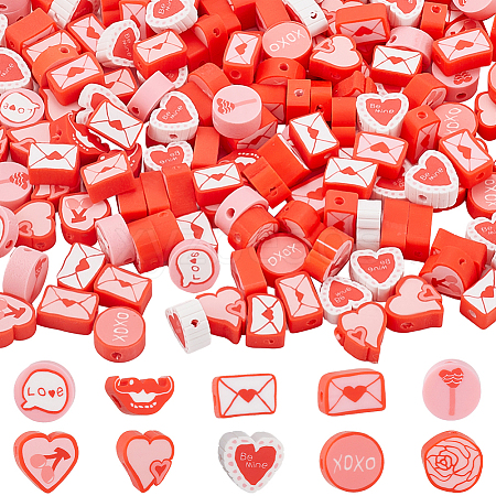Valentine's Day Theme 300Pcs Handmade Polymer Clay Beads CLAY-SP0001-01C-1