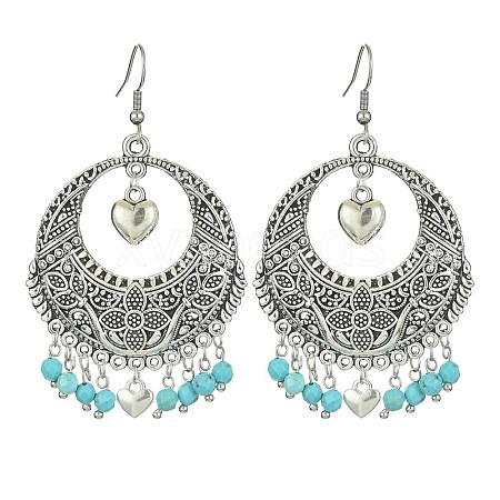 Dyed Natural Howlite Beaded Chandelier Earrings EJEW-JE05370-01-1