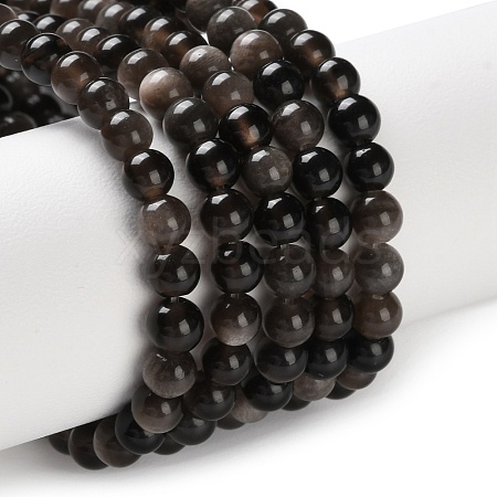 Natural Silver Obsidian Beads Strands X-G-S150-20A-4mm-1
