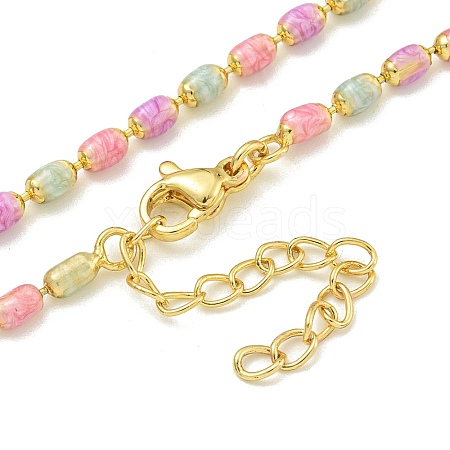 Brass Enamel Column Link Chain Necklaces NJEW-H039-17G-1