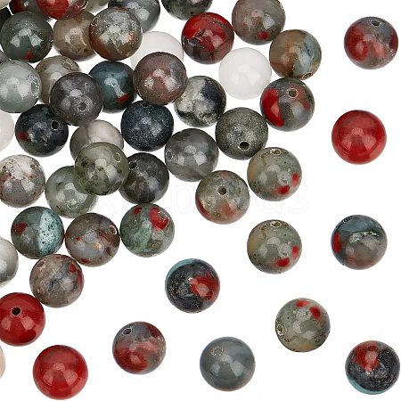 Olycraft 2 Strands Natural African Bloodstone Beads Strands G-OC0002-42-1