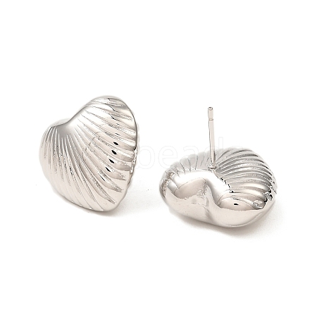 Brass Heart Ear Studs for Women EJEW-P268-06P-1