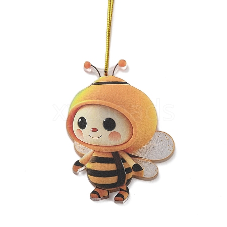 Cute Bees Acrylic Pendant Decoration HJEW-G026-01E-1