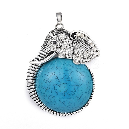 Antique Silver Tone Alloy Resin Animal Big Pendants PALLOY-J346-06AS-1