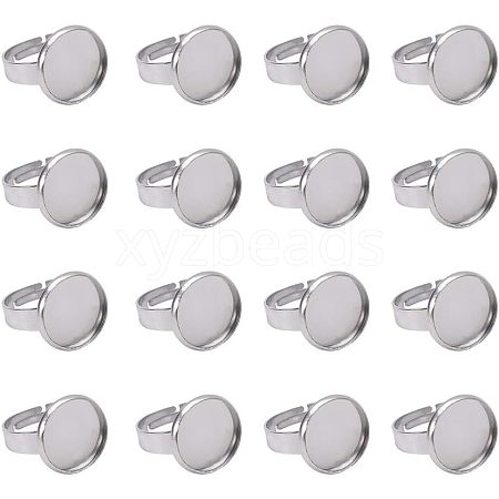 Adjustable 304 Stainless Steel Finger Rings Components STAS-UN0001-10-1