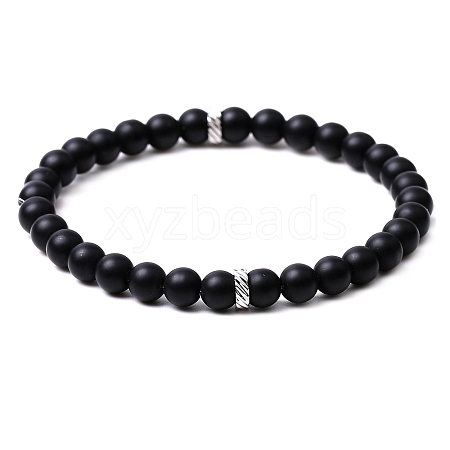 Natural Mixed Gemstone Beaded Stretch Bracelets for Men PW-WGAE28D-03-1