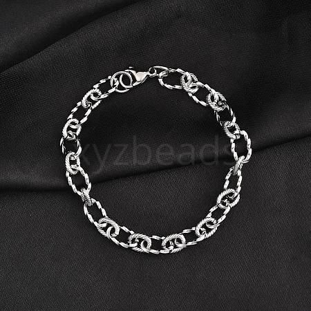 Tarnish Resistant 304 Stainless Steel Figaro Chain Bracelets BJEW-P237-24P-1