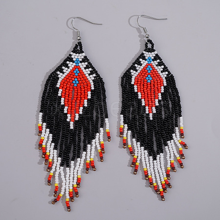 Glass Seed Beads Tassel Dangle Earrings MY1855-4-1