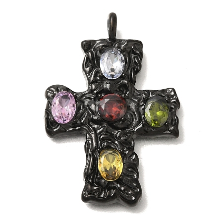 304 Stainless Steel Colorful Rhinestone Pendants STAS-C105-11EB-1