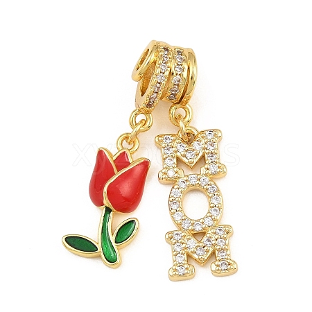 Mother's Day Brass Micro Pave Clear Cubic Zirconia Pendants CU-CBAD306-16G-01-1