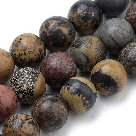 Natural Dendritic Jasper Beads Strands G-S259-10-10mm-1