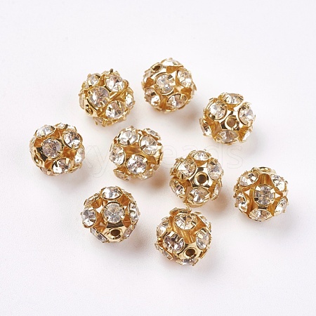 Brass Clear Rhinestone Beads RB-A017-10mm-G-1