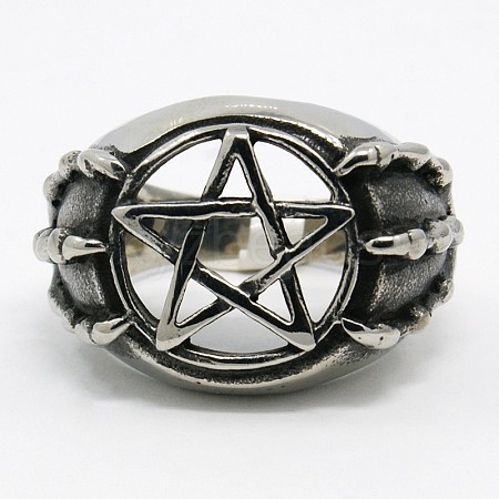 Personalized 304 Stainless Steel Star Rings for Men RJEW-F015-18-1