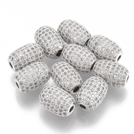 Rack Plating Brass Cubic Zirconia Beads ZIRC-S052-066P-1