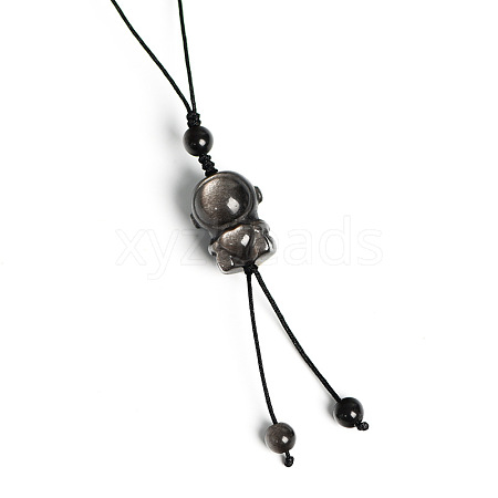 Natural Silver Obsidian Pendant for Mobile Phone Strap PW-WG59344-02-1