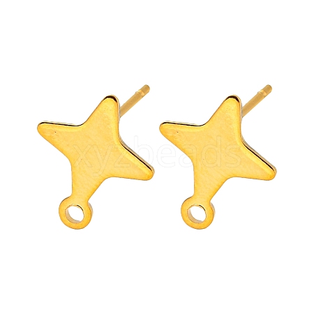 Star Shape 201 Stainless Steel Stud Earrings Findings X-STAS-Q251-02G-1