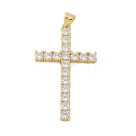 Brass Micro Pave Cubic Zirconia Pendants KK-P293-28G-1