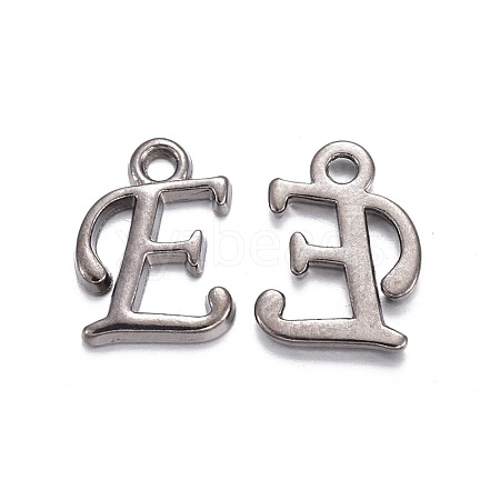 Gunmetal Plated Alloy Letter Pendants PALLOY-J718-01B-E-1