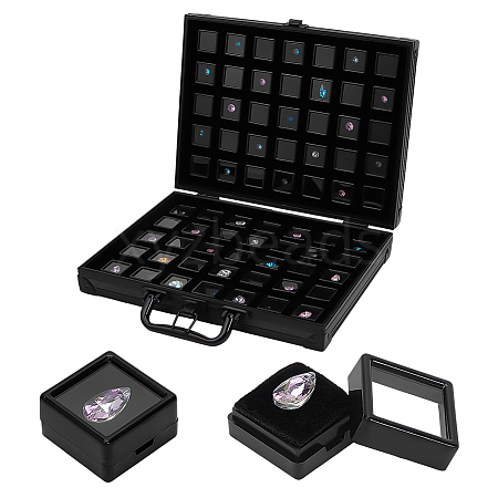 70-Slot Rectangle Aluminium Alloy Covered with Velvet Jewelry Organizer Handled Display Cases CON-WH0089-193A-1