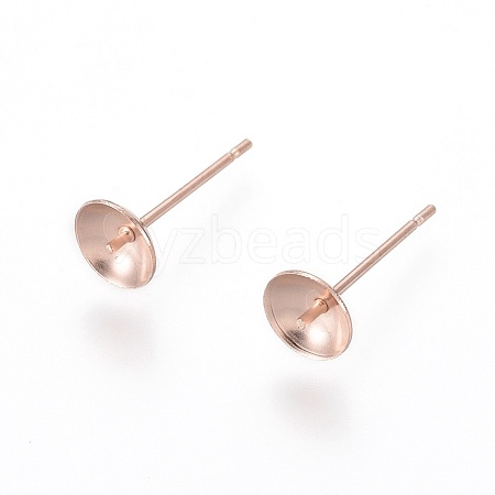 304 Stainless Steel Stud Earring Findings STAS-H436-25RG-6mm-1