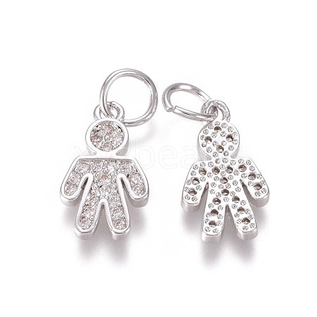 Brass Micro Pave Clear Cubic Zirconia Charms ZIRC-I036-05P-1