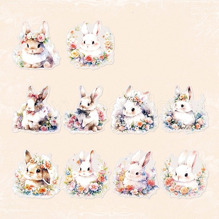 10Pcs 10 Styles Waterproof PET Stickers Set DIY-M002-01E-1