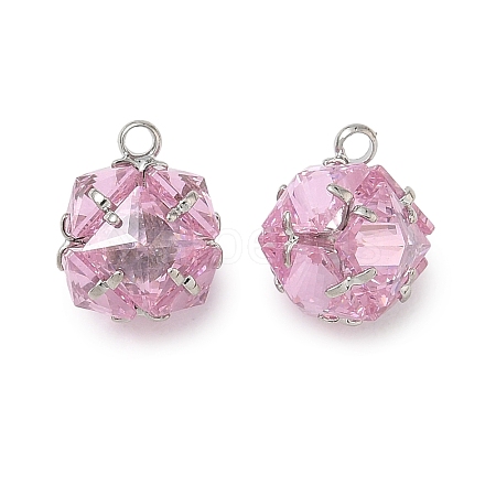 Brass Pave Pink Cubic Zirconia Charms CU-CBAD360-08P-03-1