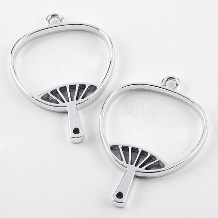 Rack Plating Alloy Fan Open Back Bezel Pendants X-PALLOY-S047-18D-FF-1