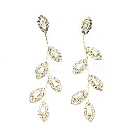 Clear Cubic Zirconia & Crystal Rhinestone Long Dangle Stud Earrings EJEW-C037-06C-LG-1