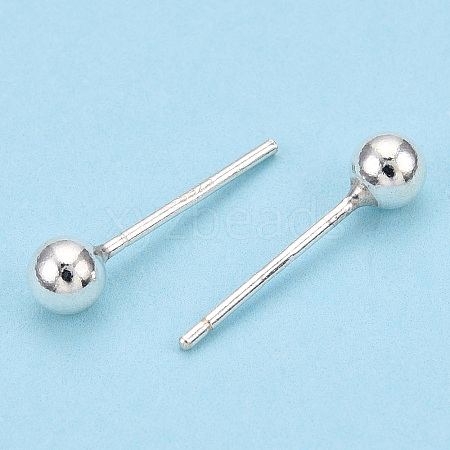 925 Sterling Silver Round Ball Stud Earrings STER-T005-01D-1