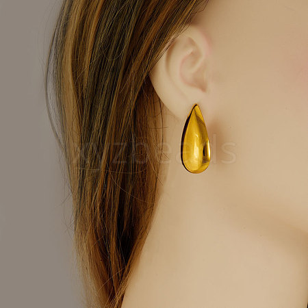 304 Stainless Steel Teardrop Stud Earrings VH8454-2-1