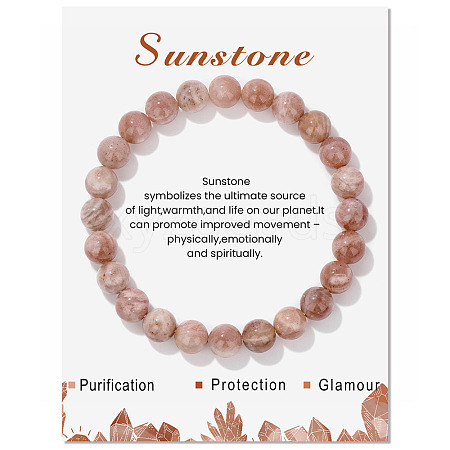 Natural Sunstone Beaded Stretch Bracelets PW-WG7FE75-17-1