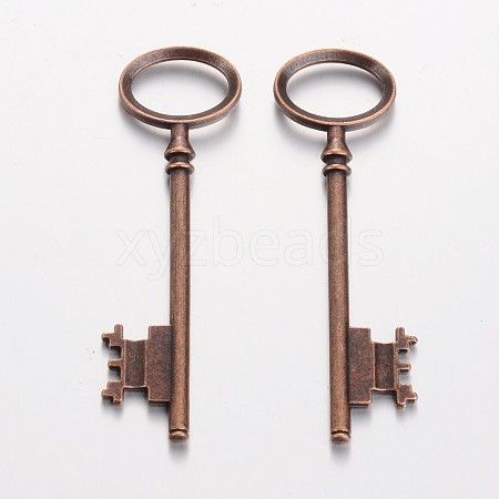 Tibetan Style Alloy Skeleton Key Large Pendants TIBEP-S105-R-RS-1