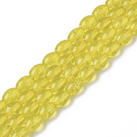 Transparent Crackle Glass Beads Strands DGLA-S085-6x8-04-1