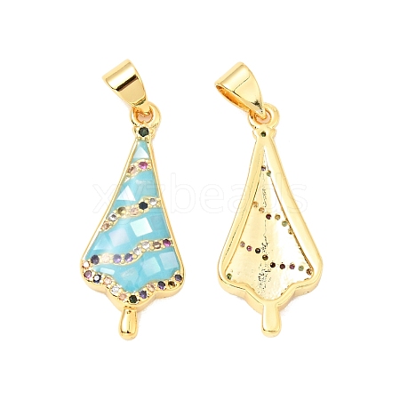 Brass Micro Pave Colorful Cubic Zirconia Pendants KK-G430-01G-05-1