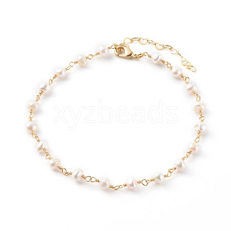 Natural Pearl Beaded Anklet AJEW-AN00429-1