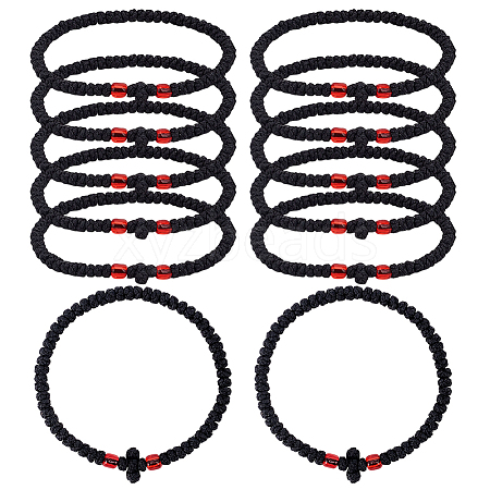 12Pcs Adjustable Polyester Braided Bead Bracelets for Men Women BJEW-HY0002-70A-1