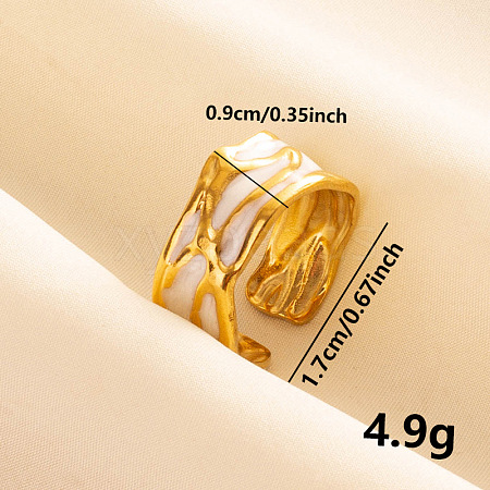 Stylish 304 Stainless Steel Enamel Cuff Ring UV8723-3-1