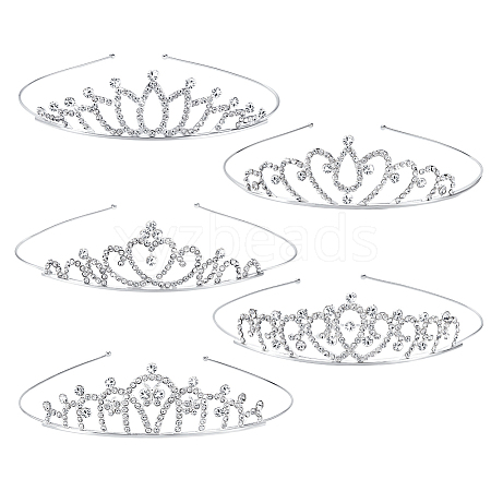 30Pcs 5 Styles Zinc Alloy Hair Bands for Girls OHAR-GA0001-17-1