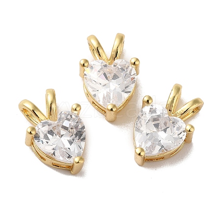 Rack Plating Brass Pave Cubic Zirconia Charms KK-O142-41G-1