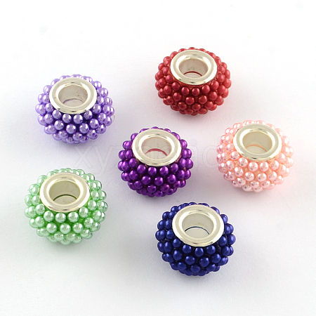 ABS Plastic Imitation Pearl Rondelle European Beads OPDL-Q130-M-1