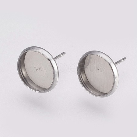 Non-Tarnish 202 Stainless Steel Stud Earring Settings STAS-I088-E-03P-1