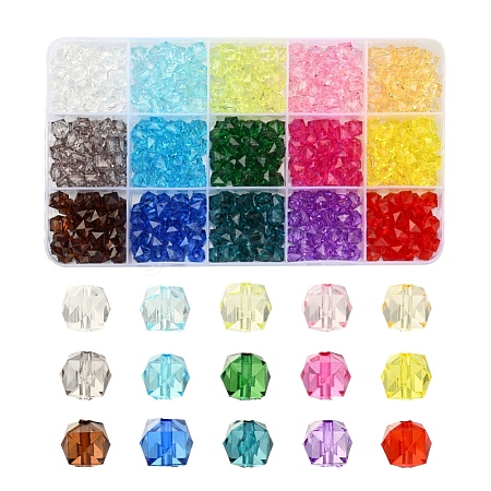 450Pcs 15 Colors Transparent Acrylic Beads TACR-YW0001-56-1